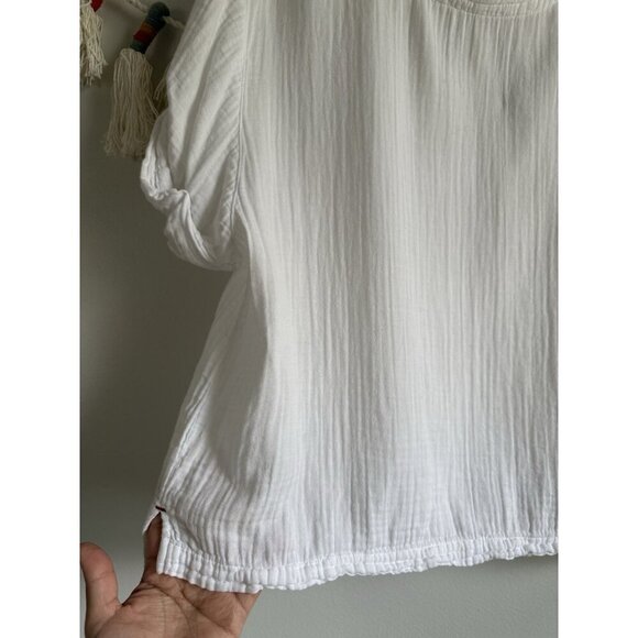 Xierna Avery Gauze White Cotton Short Sleeve Top Coastal Lightweight Basics S - Picture 4 of 9